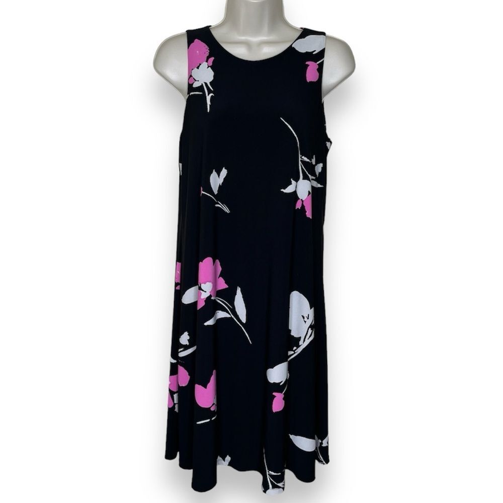 Lauren Ralph Lauren Sleeveless Black Pink Floral A Line Shift Dress Womens 6
